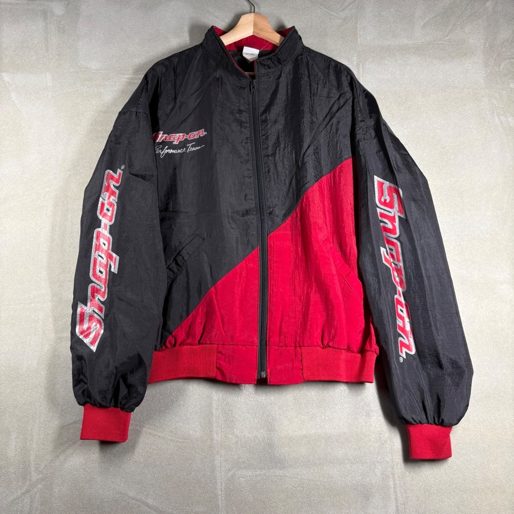 Vintage 90s Snap-on Performance Team Jacket Swingster XL Black Red Nylon USA